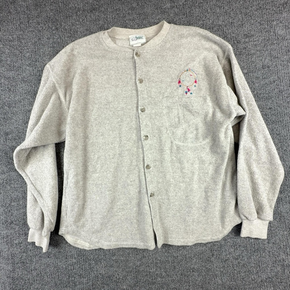 Vintage Artisans Sunschein Designs Sweatshirt Womens Large Gray Button Cardigan